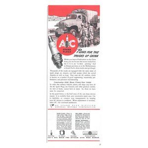 1944 AC Spark Plugs Trucks of China Vintage Print Ad WW2 War Bonds Army Wall Art